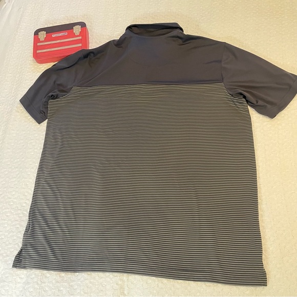 Pebble Beach Charcoal and Black Striped Polo Shirt Size XL - Picture 6 of 7